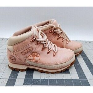Timberland Women's Euro Sprint Light Pink Sz 5.5 Girls Nubuck Ankle Hiker Boots